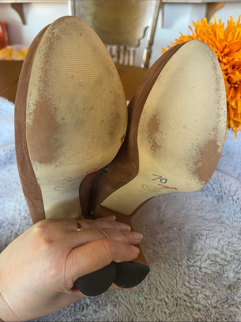 Michael Kors Brown Suede High Block Heel Ankle Booties